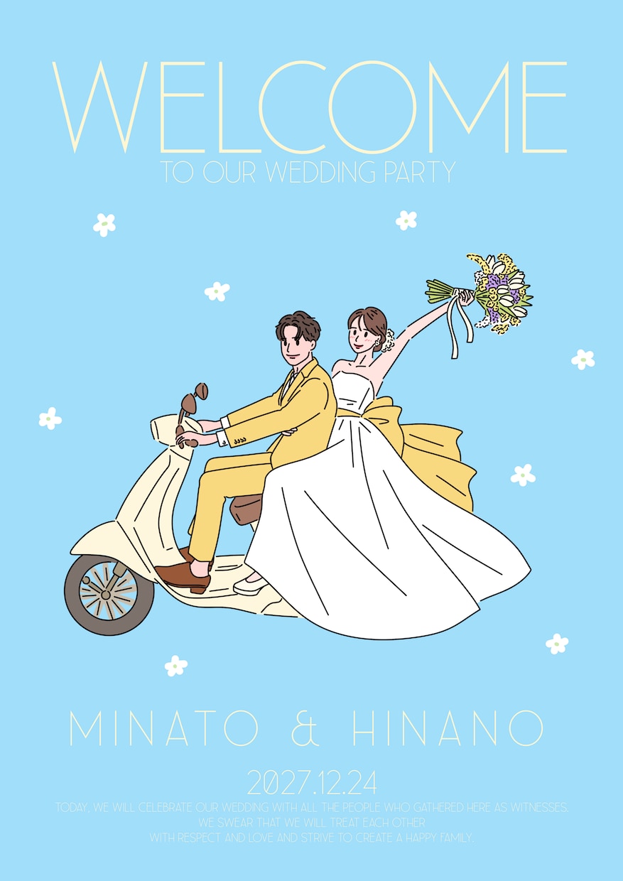 韓国風＊ウェルカムボードイラスト描きます 結婚式のテーマカラーに合わせたウェルカムボードイラスト イメージ7