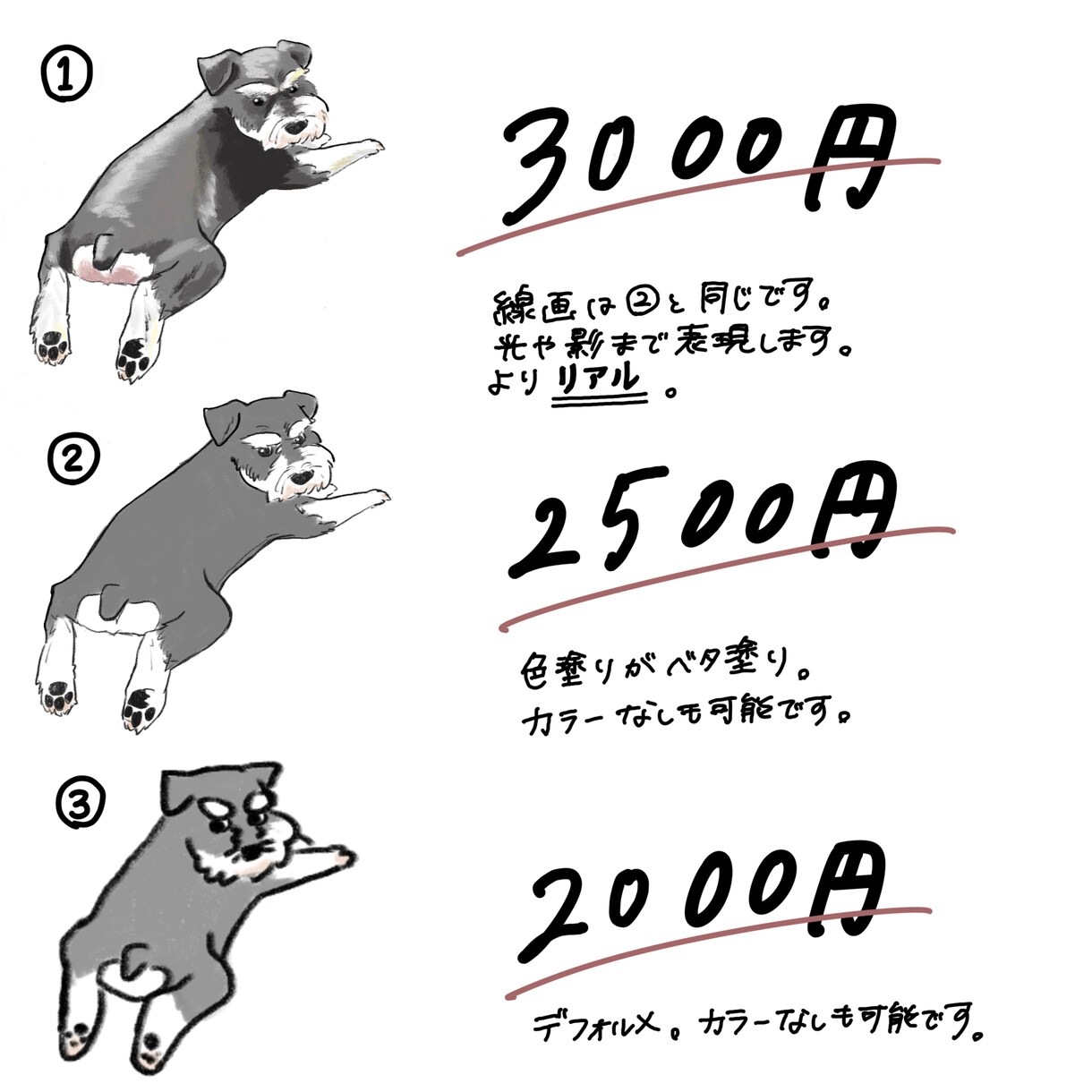 写真からペットのイラスト描きます リアルもゆるかわもおまかせください！ イメージ3