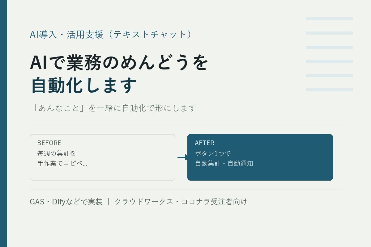 AIで業務のめんどうを自動化します 「あんなこと」を一緒に自動化で形にします イメージ1