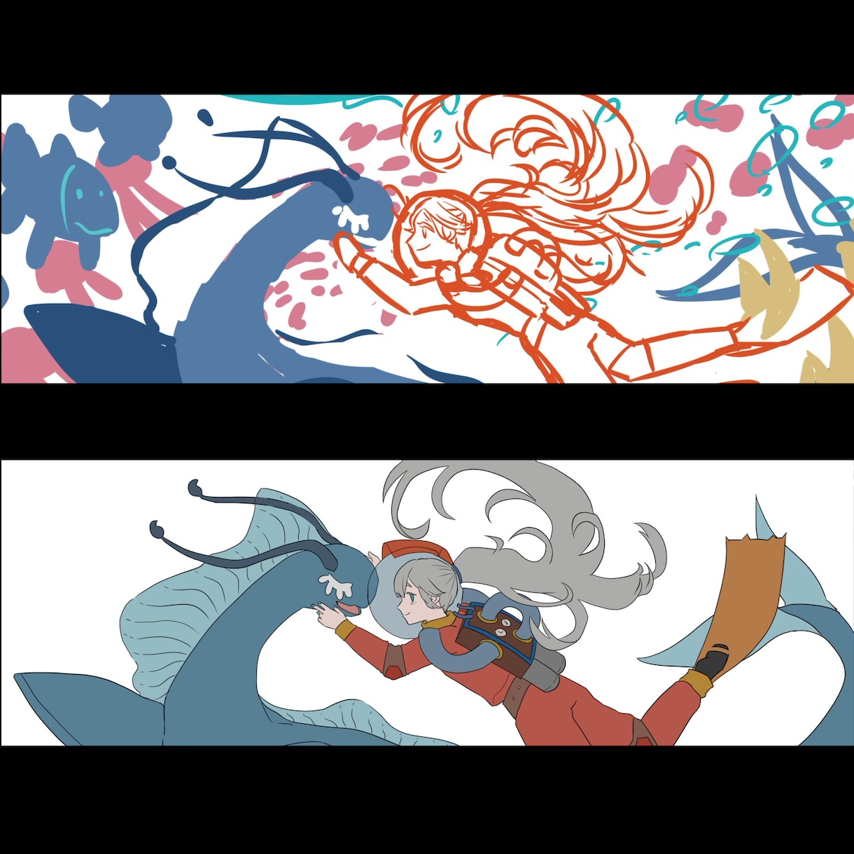 幻想的な風景のヘッダー描きます 好きな風景に(指定があれば)好きな人物を入れた絵を作成します イメージ3