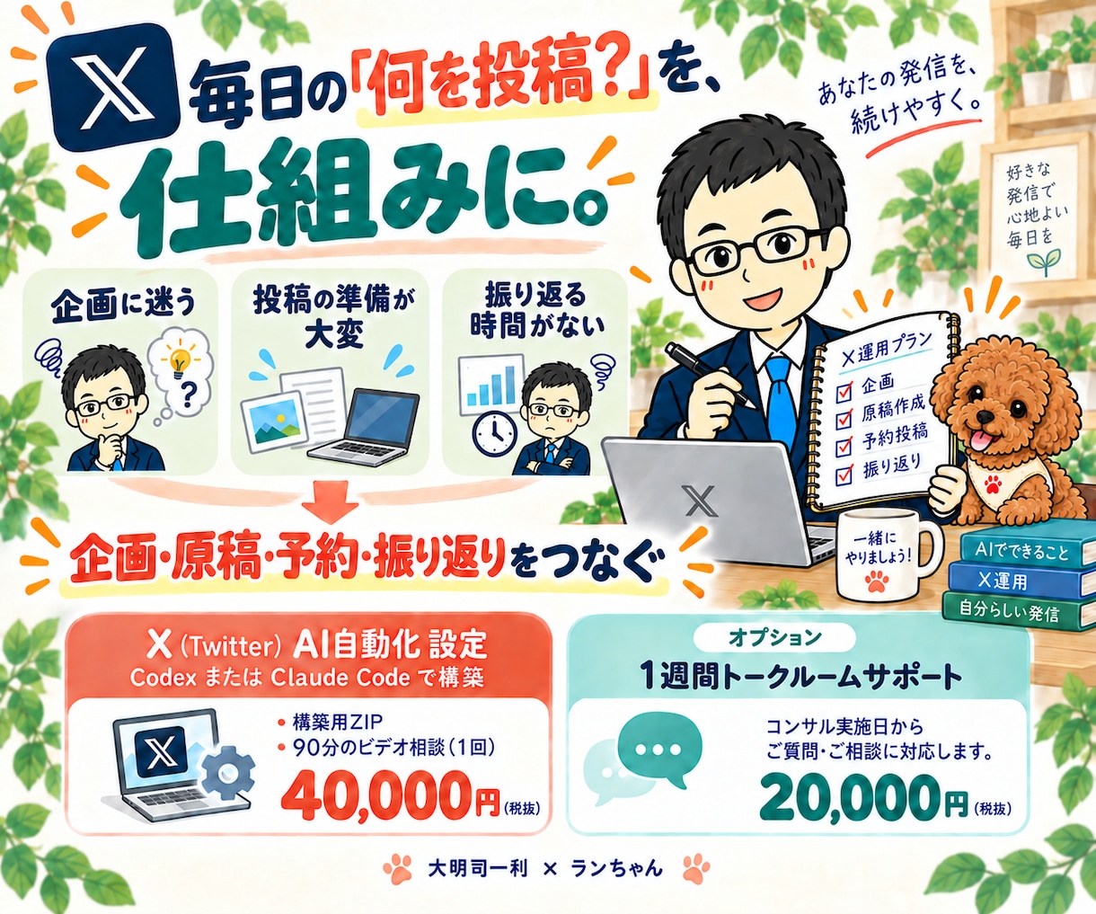 CodexでX運用のAI自動化を構築します Claude Code対応｜導入支援90分 イメージ2