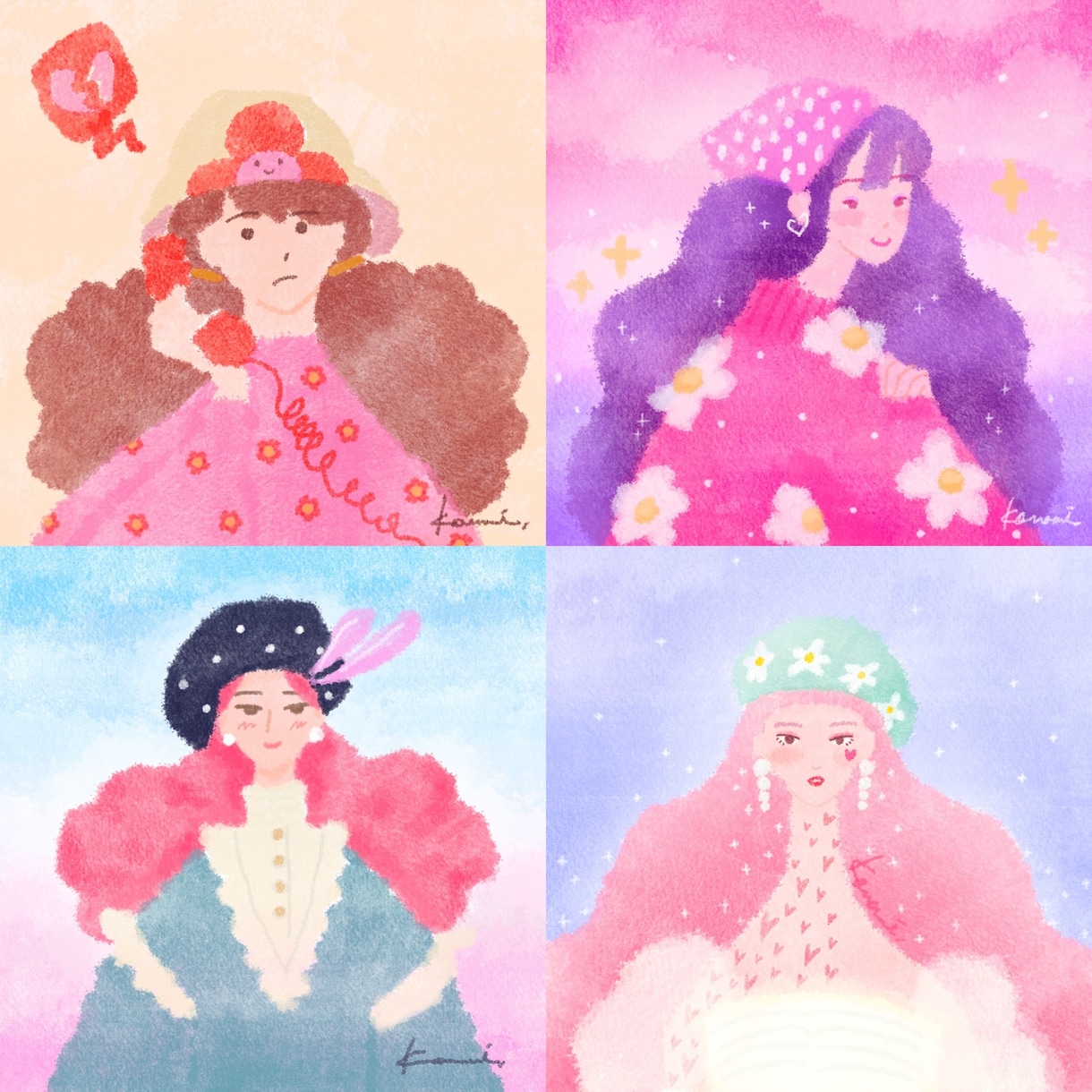 ふんわり抽象的なかわいいイラストを描きます SNS／ブログ／プロフィール用似顔絵アイコンイラスト イメージ4