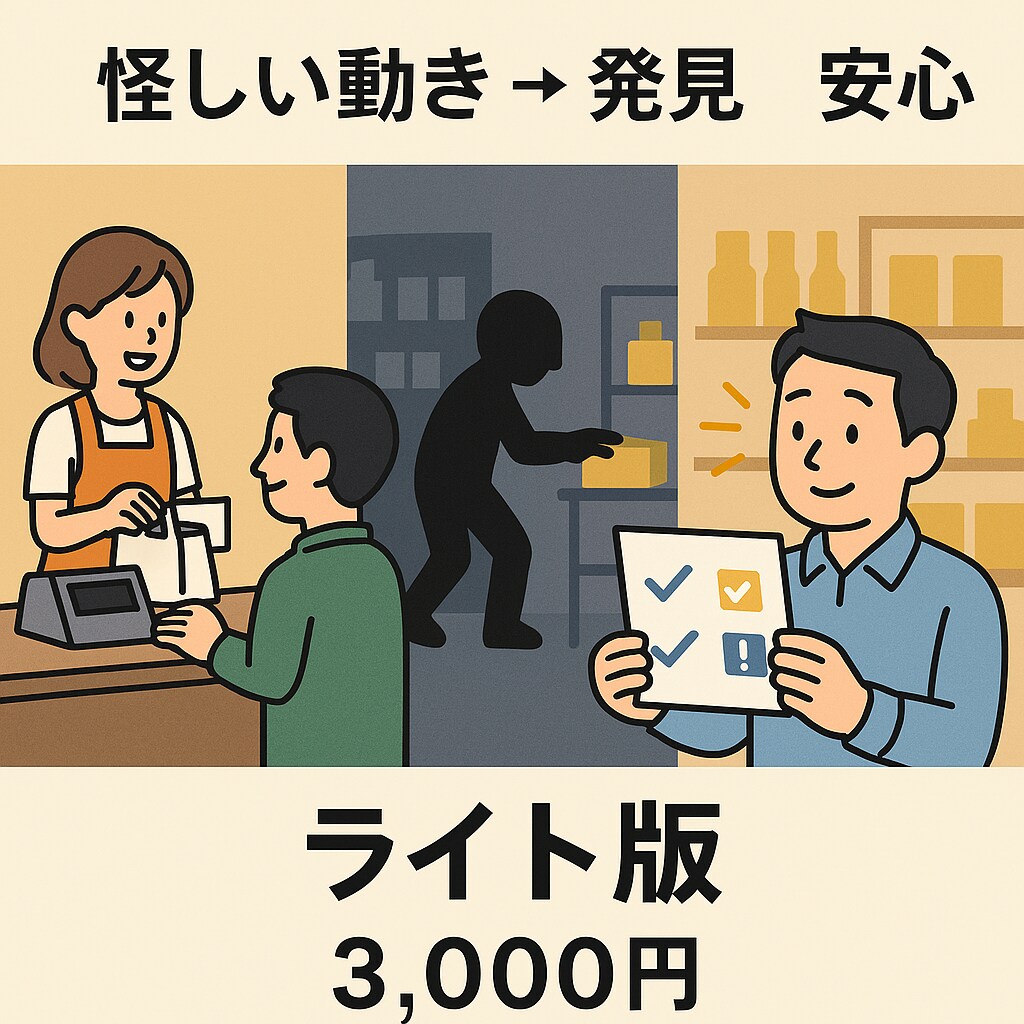 在庫ズレ•不正・差異/ 怪しさを瞬時に可視化します 数字と監視カメラのダブルチェックで損を逃さない店舗経営 イメージ1