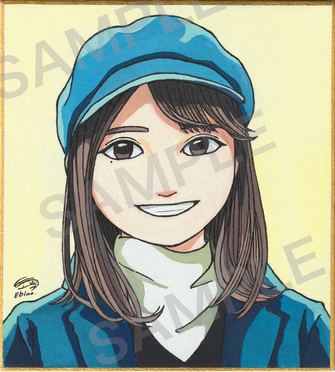 アナログで似顔絵色紙を制作致します マットで温かみのある絵柄です。プレゼントや記念品に是非！ イメージ1