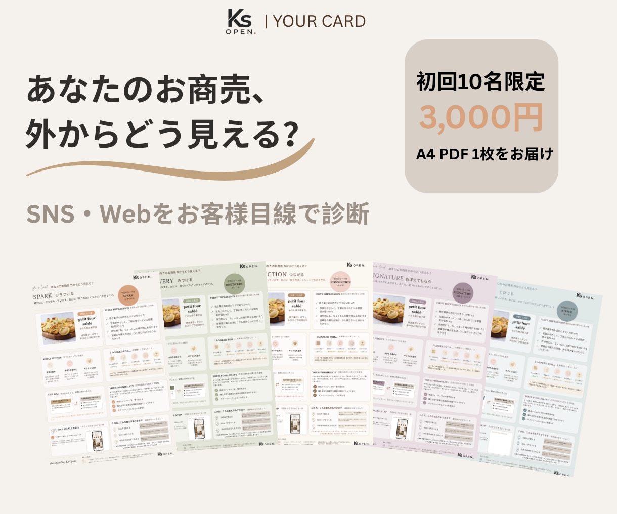小さな事業のSNS・Webをお客様目線で診断します 今ある魅力と改善の一歩をA4カードでお届け イメージ1