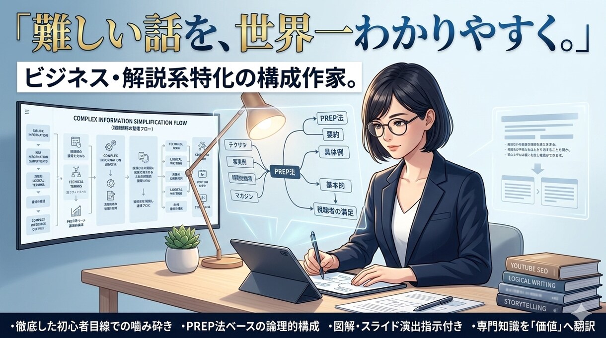 解説系YouTube台本執筆します 【プロの言語化力】難しい話を世界一わかりやすく！ イメージ1