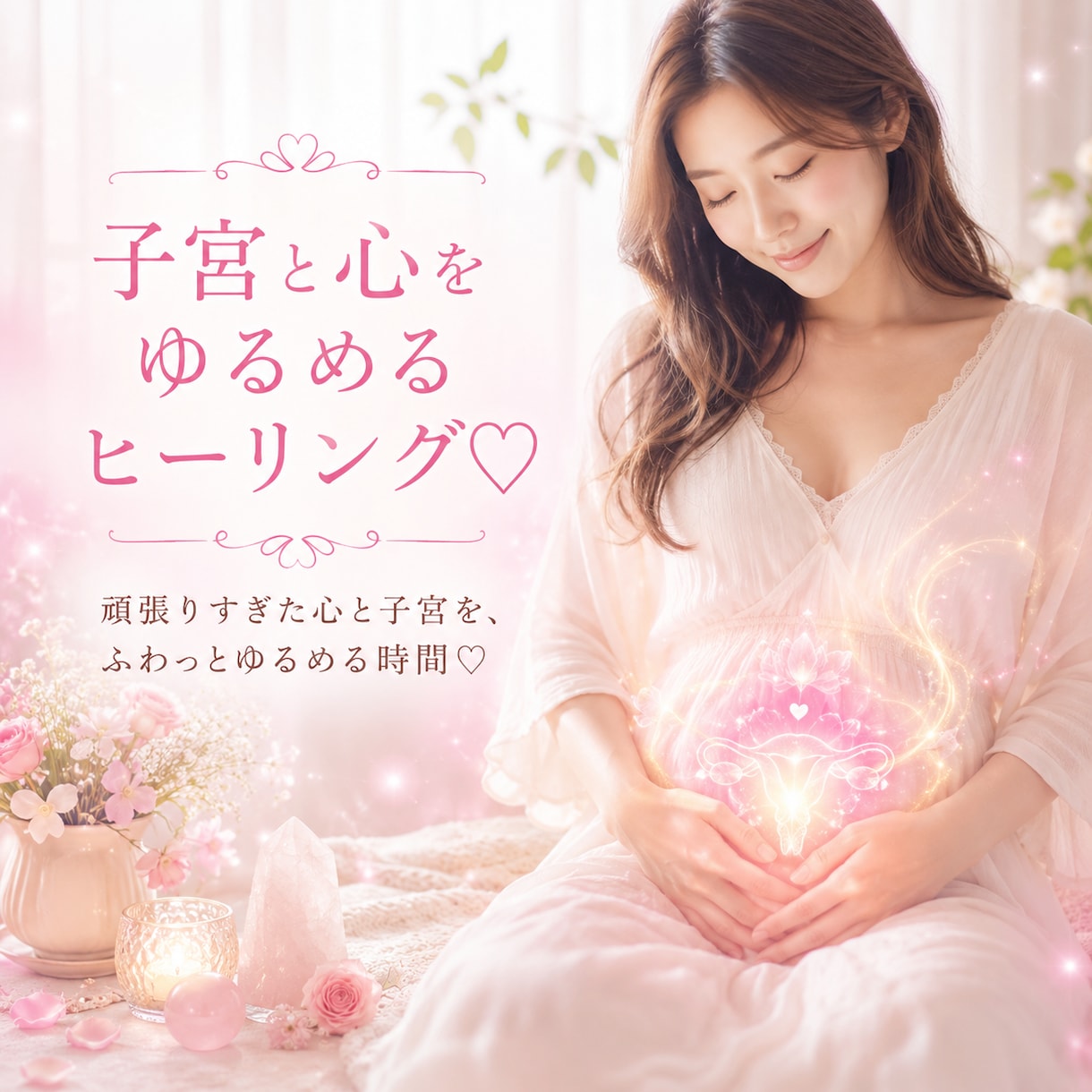 子宮と心をゆるめるヒーリングします 頑張りすぎた心と子宮を、ふわっとゆるめる時間♡ イメージ1