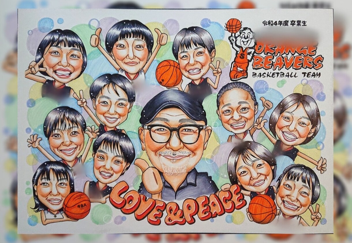 大人数 でもOK☆お写真から似顔絵をお描きします 大切な仲間をまとめてみんな！ プレゼント や 記念日 に☆ イメージ7