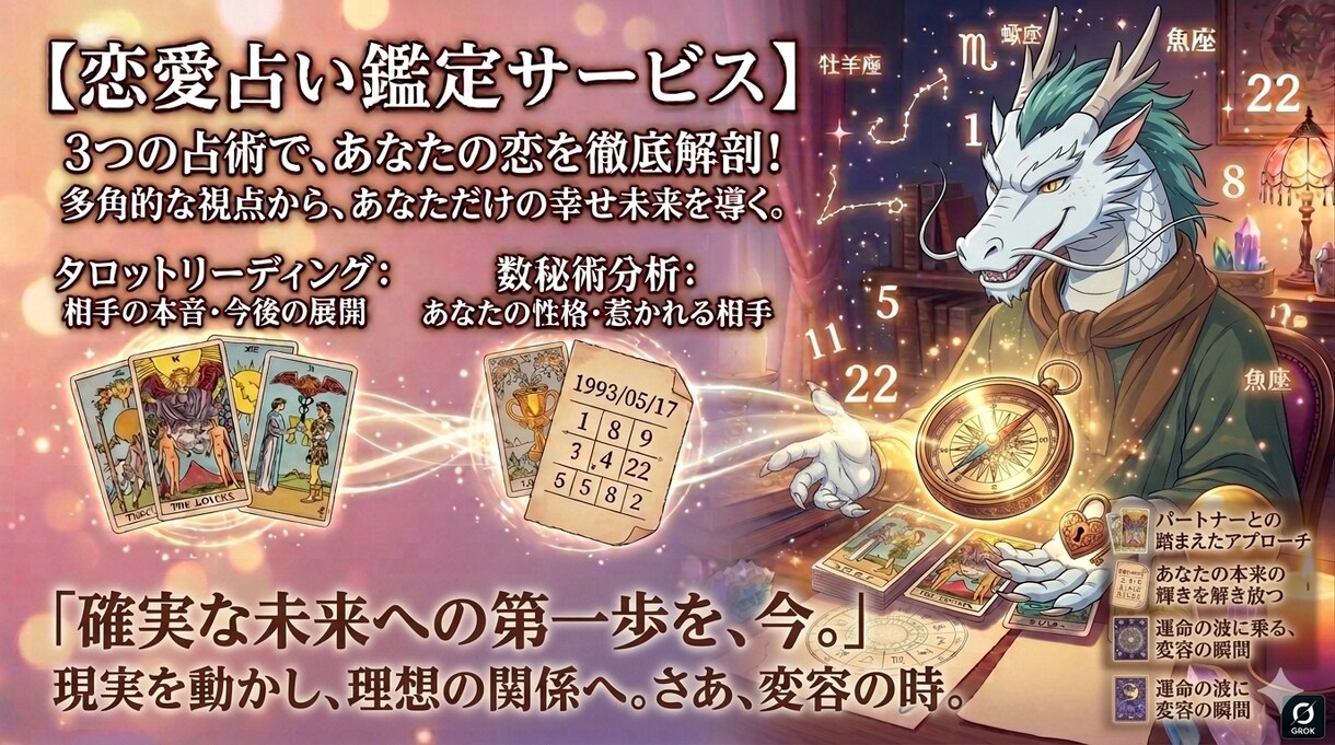 恋をやさしく導く恋愛鑑定を行います タロット×数秘×占星で恋の未来を読み解く イメージ6