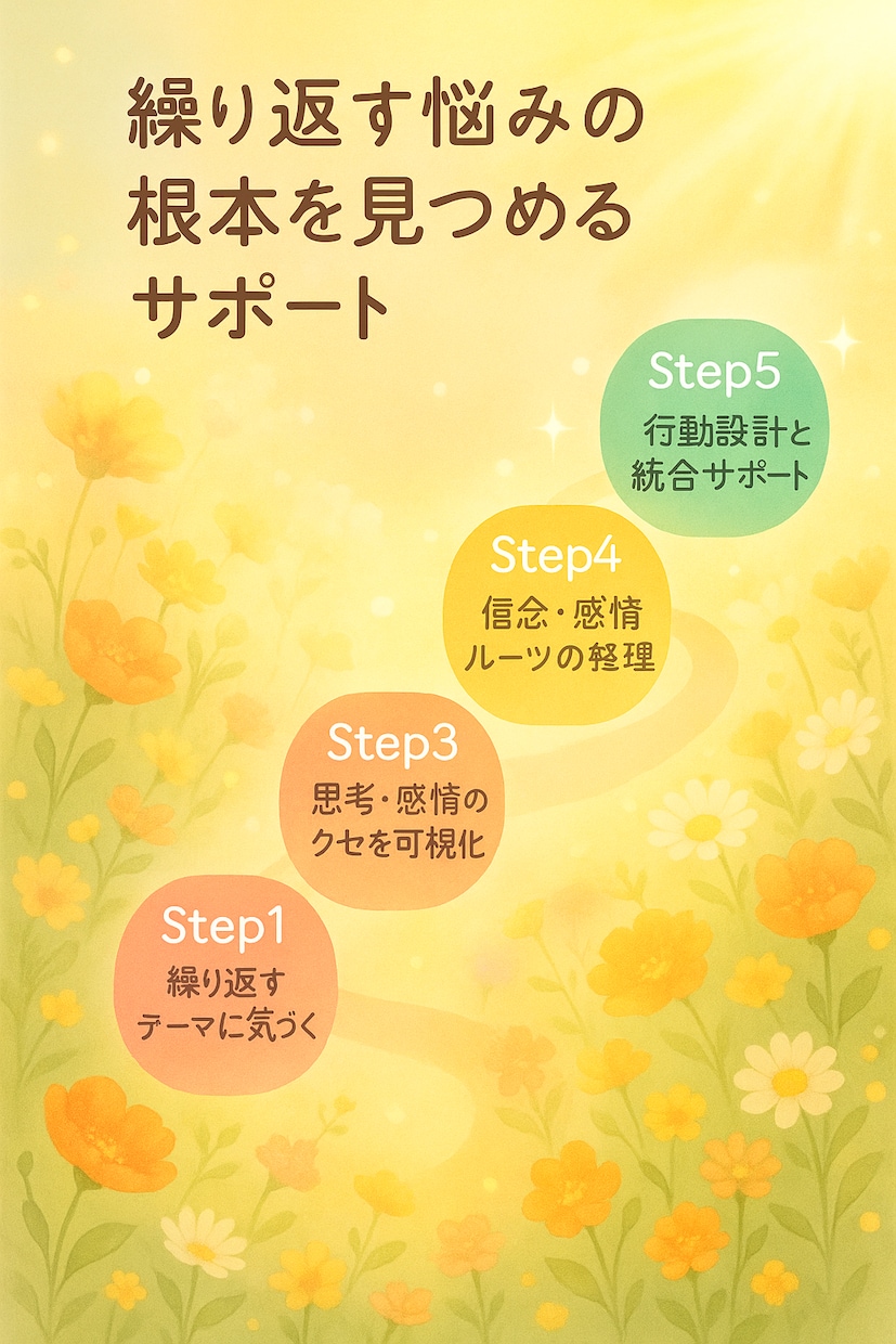 繰り返す悩みの根本を見つめるサポートをします 思考と感情のクセを整え人生のパターンを変える実践型5ステップ イメージ3