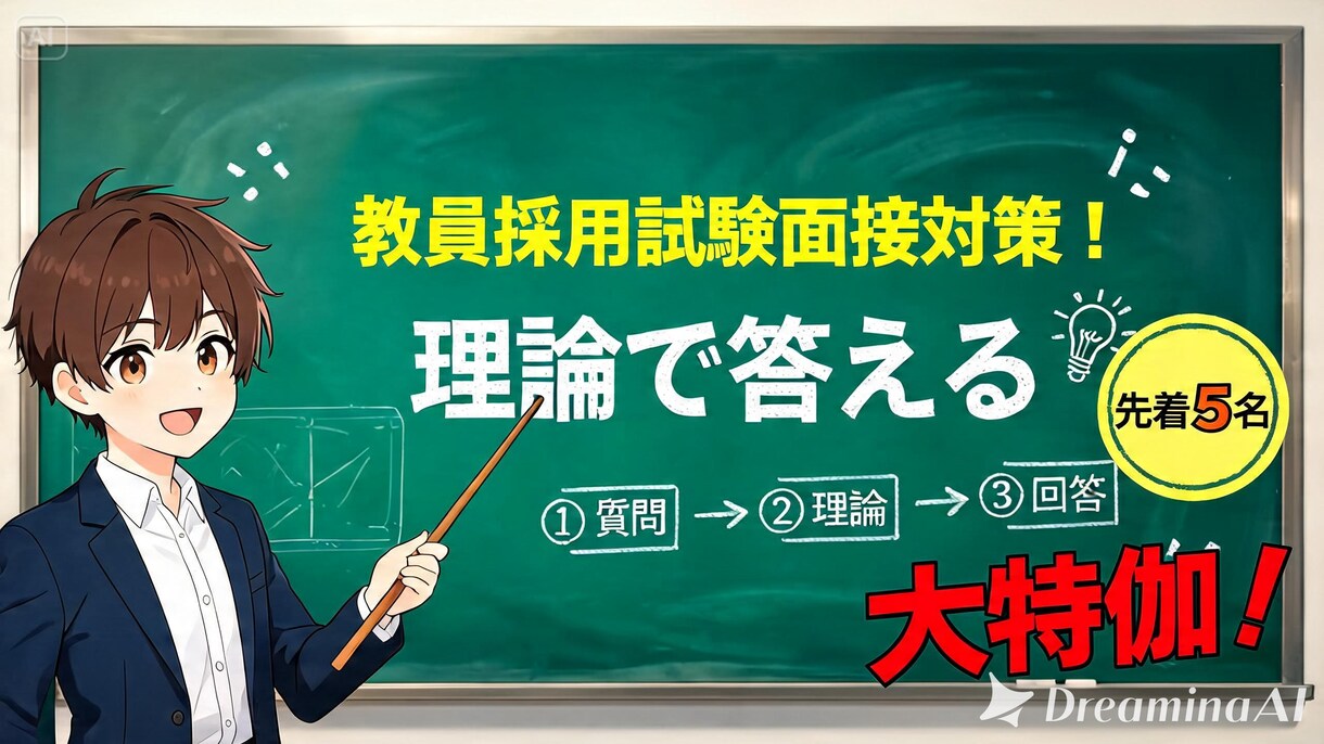 全校種・領域対応　教員採用試験の面接対策をします 一発合格者が直伝！ありきたりな回答を「論理的な回答」に変える イメージ1
