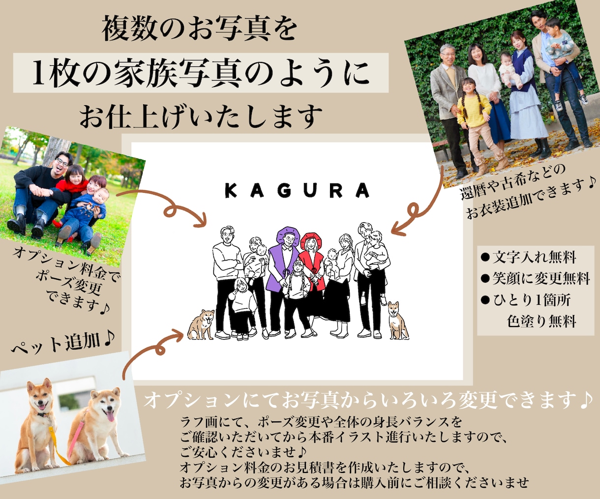 似顔絵作成◆大人数似顔絵プレゼントイラスト描きます 記念日 / 結婚祝い / 新築祝いや、Tシャツプリントにも！ イメージ4