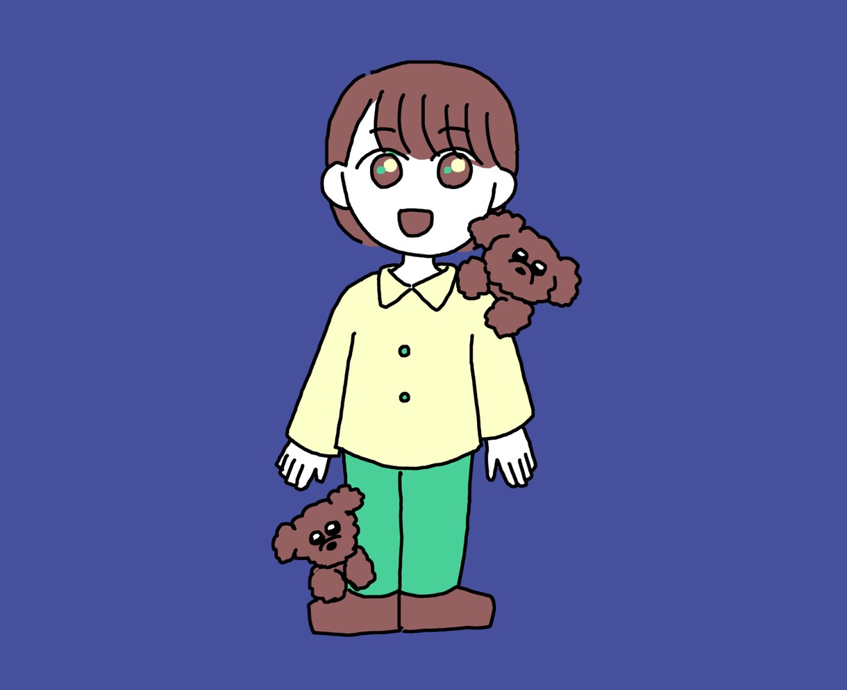 シンプルカラーの三頭身にがおえアイコン描きます ペットや小物のオプション無料！複数人でもお値段そのまま♫ イメージ3