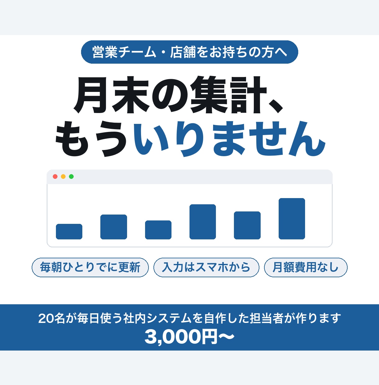 店舗と営業のKPI集計を自動化します 入力するだけで毎日の数字が勝手に揃います イメージ1