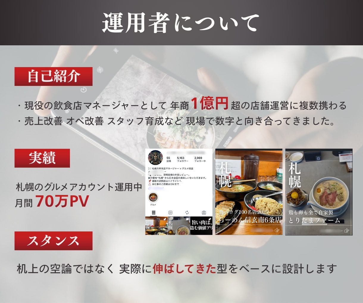 グルメ系Instagram立ち上げを代行します 現役飲食店マネージャーと進める！食に特化した立ち上げ代行！ イメージ6