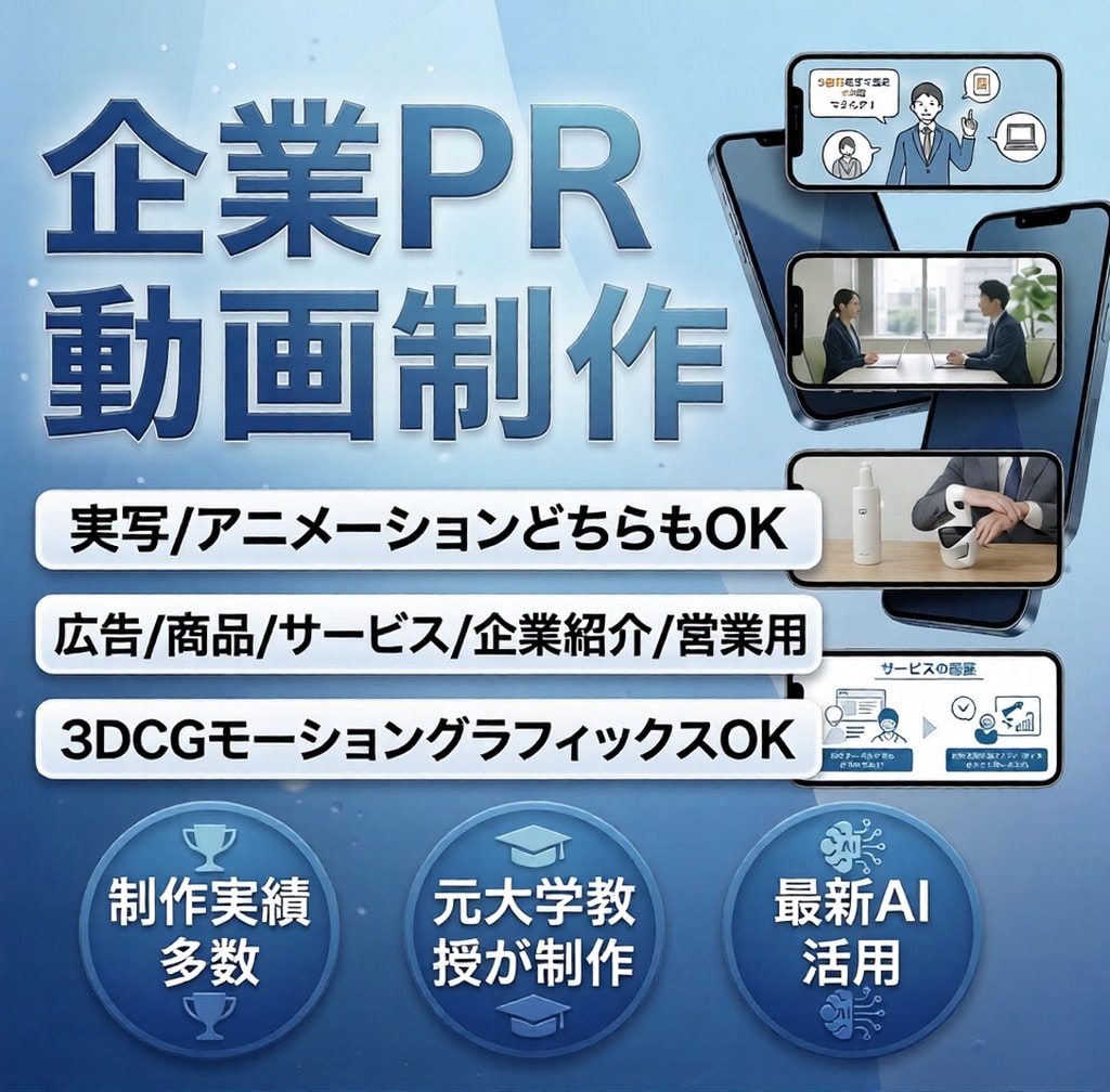 元大学教授が最新AIで高品質PR動画を制作します 経営視点で事業を深く理解、最新生成AIで高品質な動画を制作 イメージ1