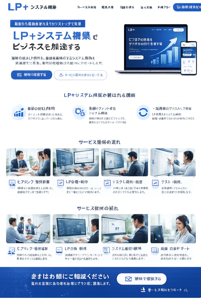 予約・見積もり機能付き 集客に強いLP制作しまます スマホ対応・最短3日 予約システムも欲しいけど別で頼むと高い イメージ1