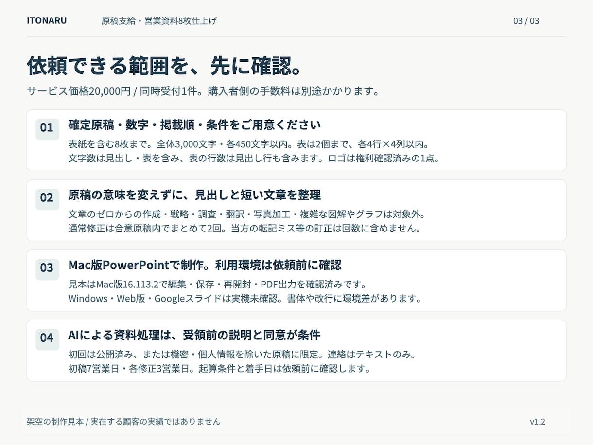 確定原稿を8枚以内の資料に整えます 編集できるPowerPointと送付用PDF イメージ3