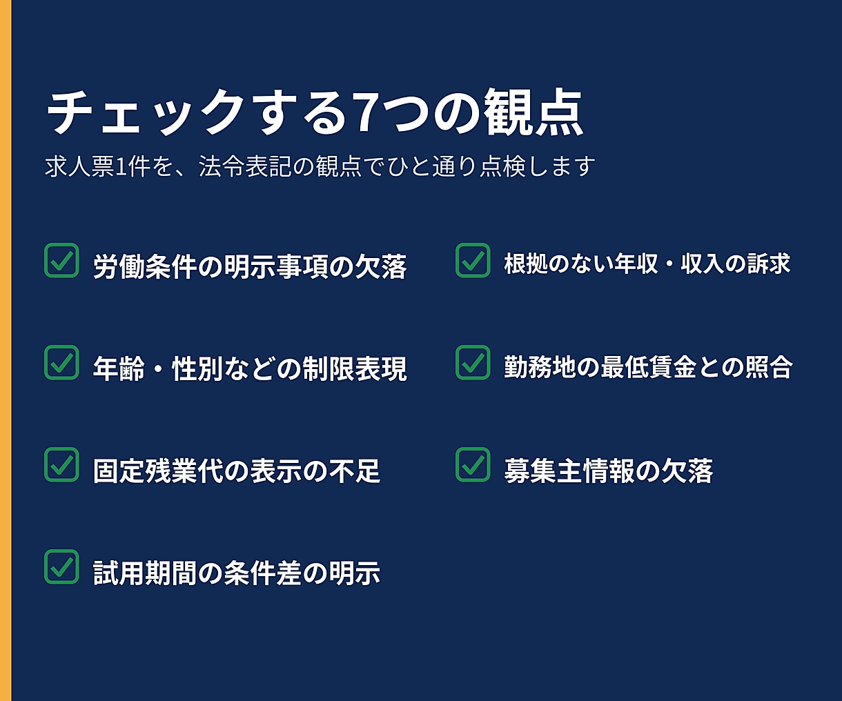 求人票の法令チェック診断します 掲載前に条文つきでしっかり点検します イメージ2