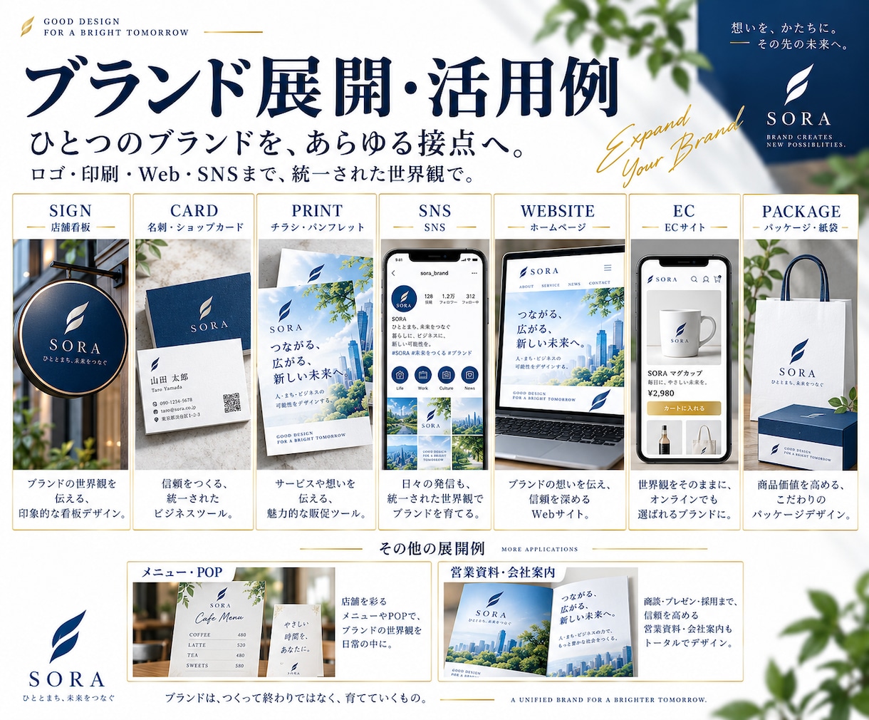 開業・起業に必要なデザインをまとめて制作します ロゴ・名刺・HP・チラシ・SNS｜ブランド立上げワンストップ イメージ8