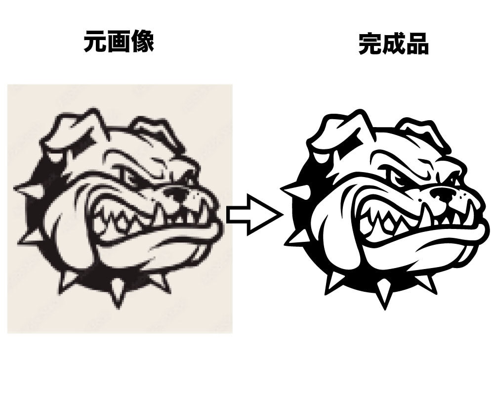 画像や文字の修正・加工・トレース承ります 拡大しても輪郭が滑らか。印刷に強いデータへ整えます。 イメージ3