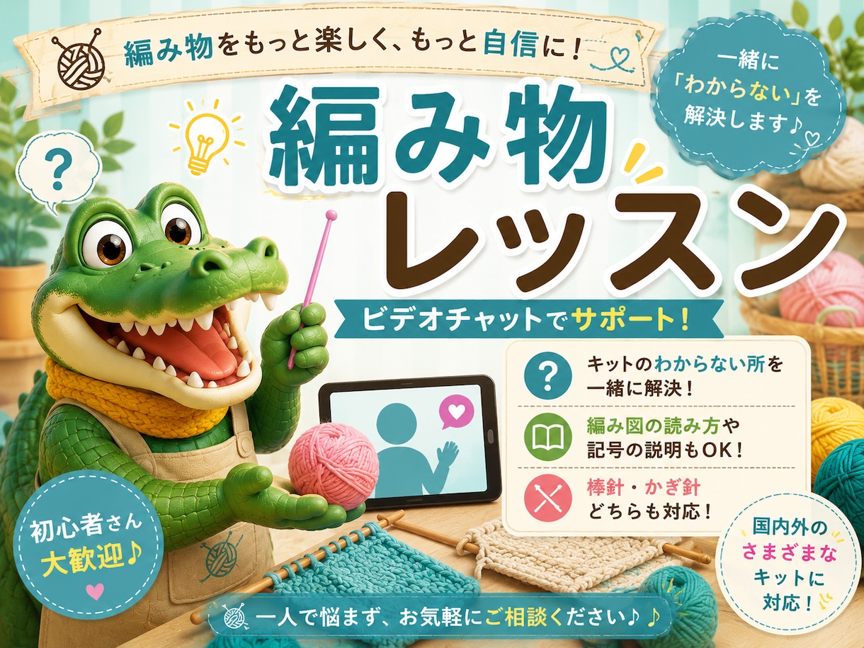 編み物の「わからない」を一緒に解決します キット・編み図・編み方のお悩みをサポート イメージ1