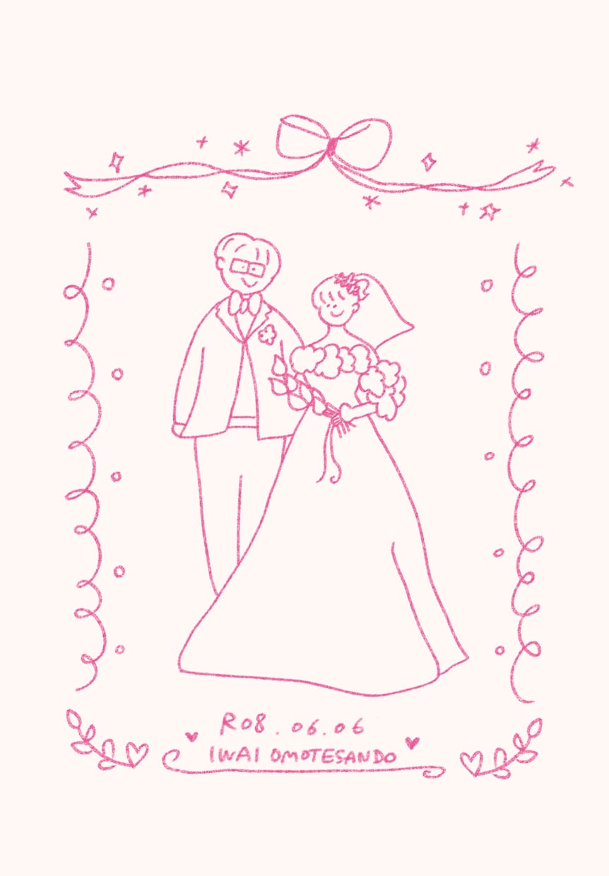 写真をやさしい手描き風イラストにします 結婚式・カップル・家族の大切な思い出を、一枚の絵に残します！ イメージ5