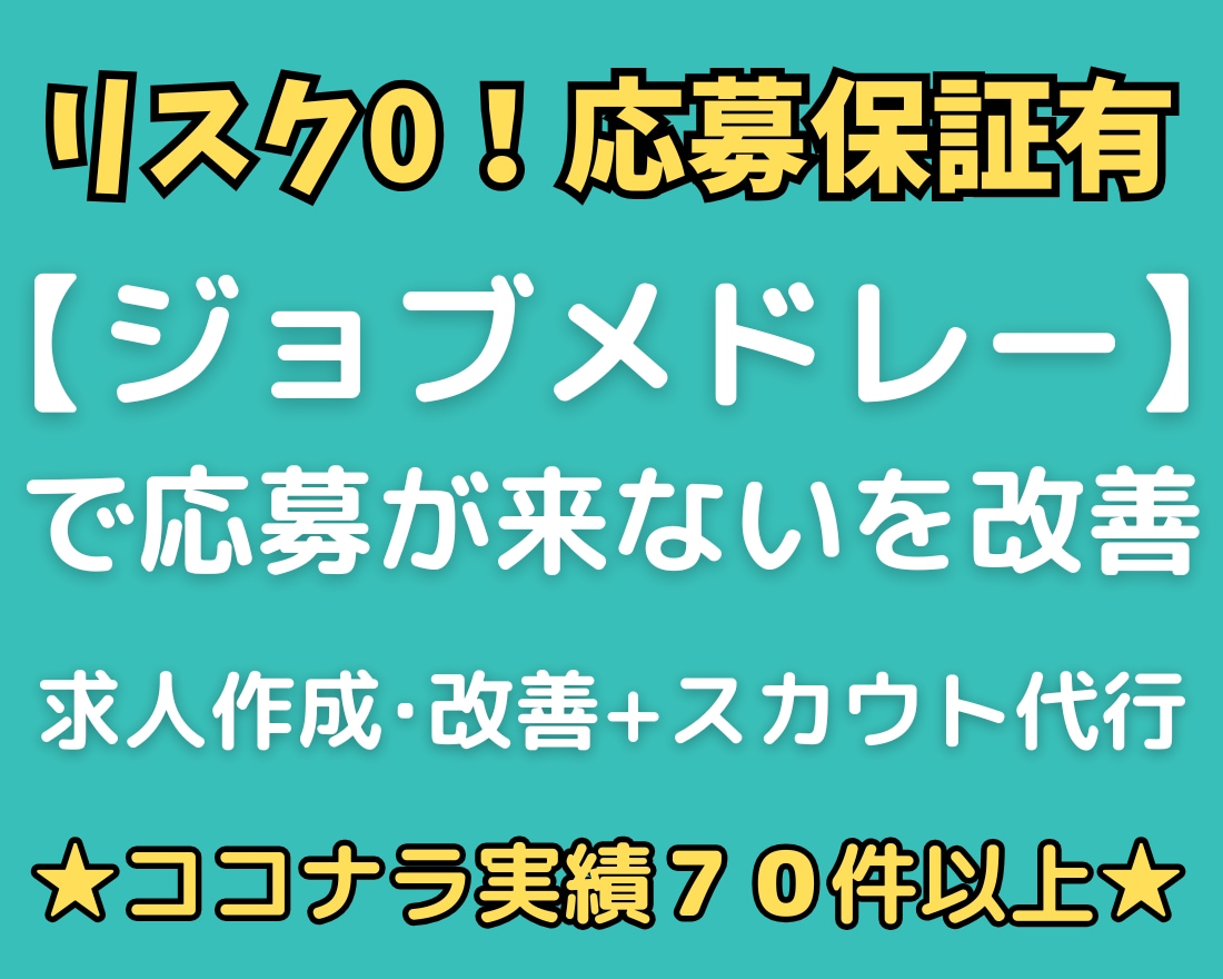 ジョブメドレーの求人作成･改善＆スカウト代行します ✅医療介護福祉の求人応募増！応募0なら2週間無料延長保証付き イメージ1