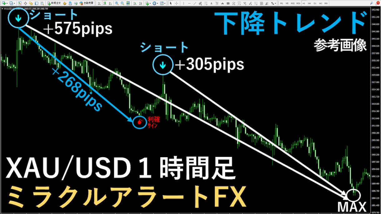 専業がガッツリ狙う無裁量プロ専用ツール提供します １時間足スイング手法とデイトレードの鉄板スキル相場観を習得へ イメージ7