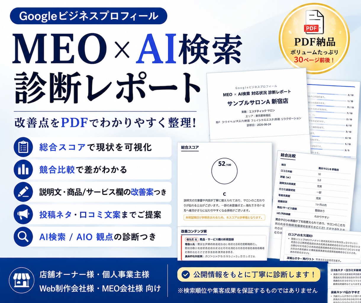 GoogleマップのMEO診断レポートを作成します 店舗ページの改善点をPDFでわかりやすく整理 イメージ1