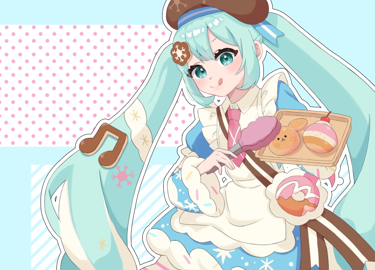 かわいいアニメ調イラストを描きます パステルカラーを使ったポップな作風 イメージ1
