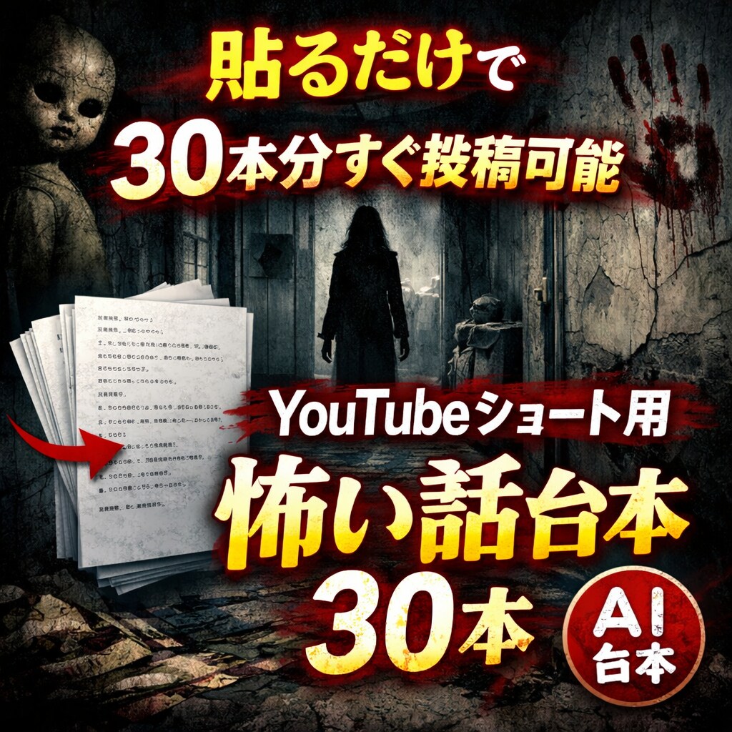 YouTubeショート用怖い話台本30本作ります 貼るだけで30本分すぐ投稿可能 イメージ1