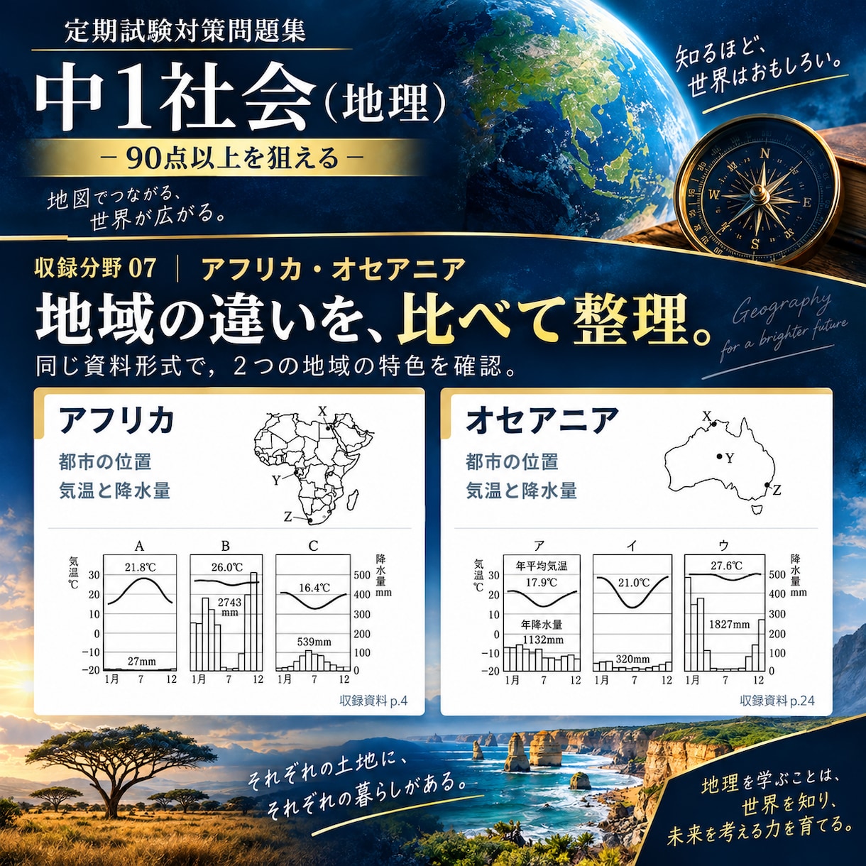 中１社会・地理全分野の定期試験対策問題を販売します 圧倒的な演習量で定期試験で90点以上を狙いましょう！ イメージ9