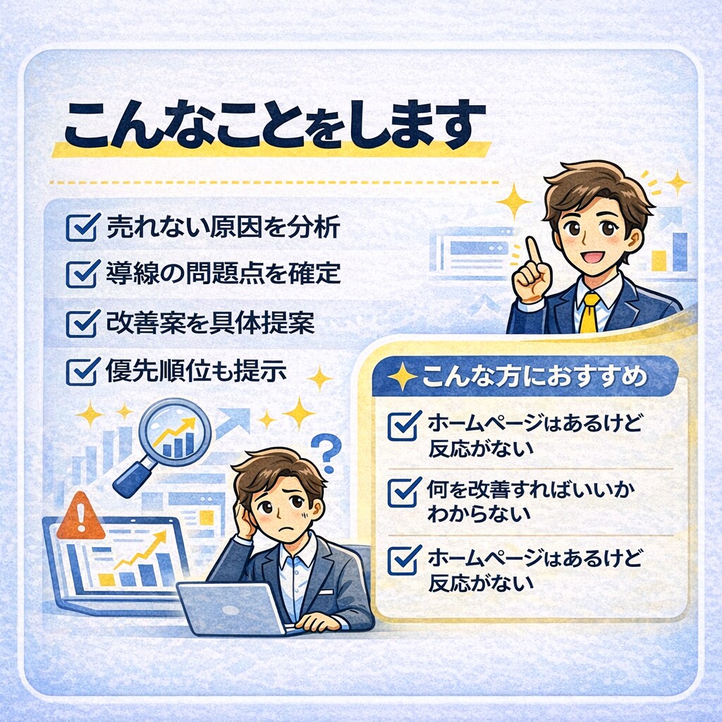 ホームページの売れない原因を分析・改善提案します 営業視点で導線と構成を改善提案します イメージ2