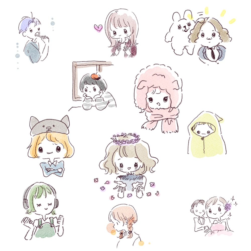 手描き感あるかわいいイラスト制作します アイコンや雑誌・冊子等の挿し絵にちょっとかわいいの描きます イメージ3