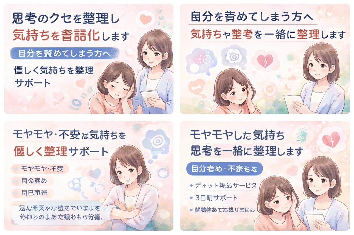 自分の気持ちや思考を優しく整理します 自分を責めてしまう思考を一緒に紐解いていきます イメージ1