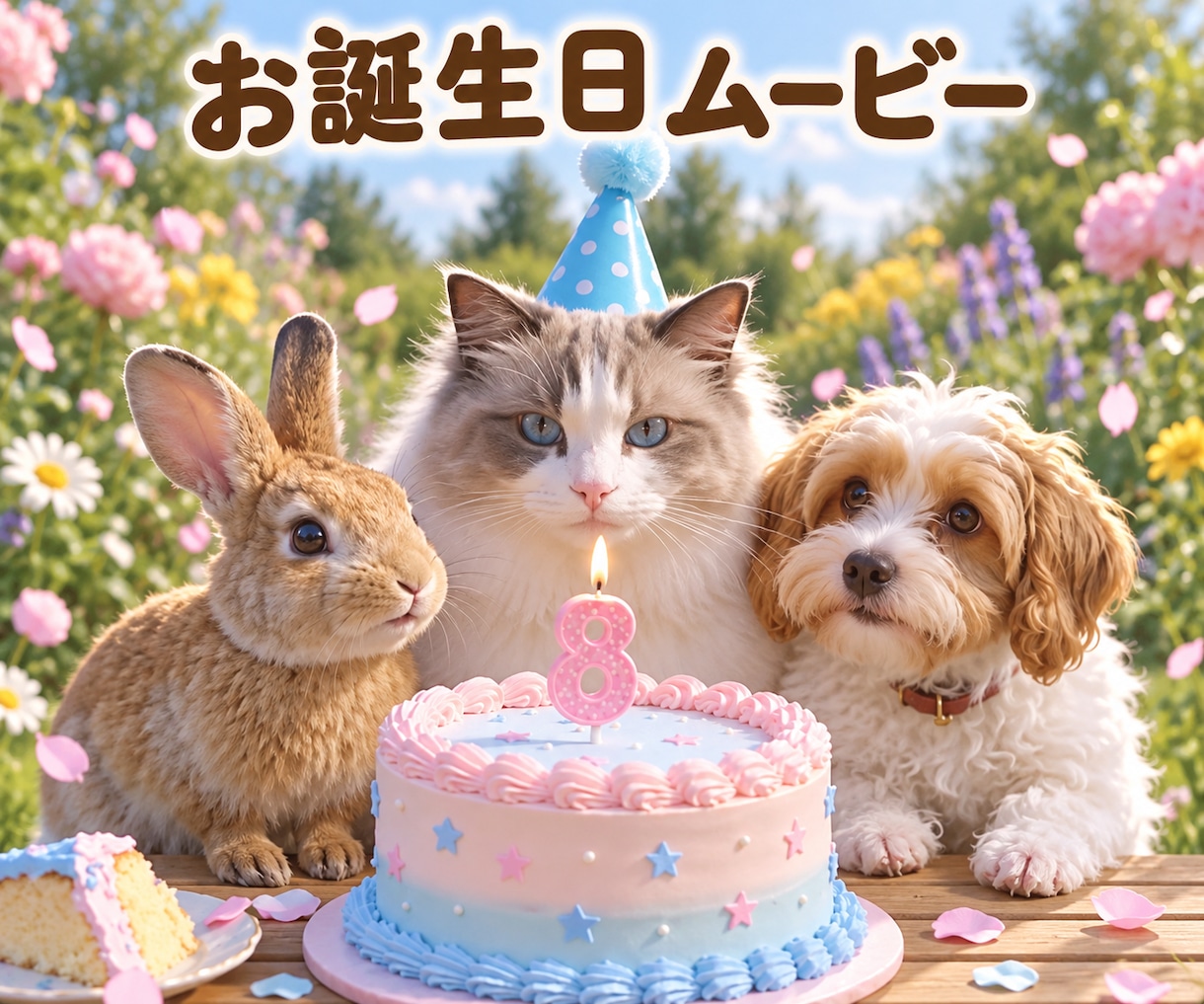 うちの子の写真から誕生日ムービーを作ります ペット好きの方へ、うちの子だけの誕生日動画を イメージ1