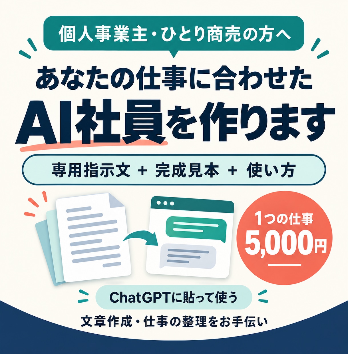 あなたの仕事に合わせたAI社員を作ります 個人事業主向け｜専用設定・完成見本・使い方をお届け イメージ1