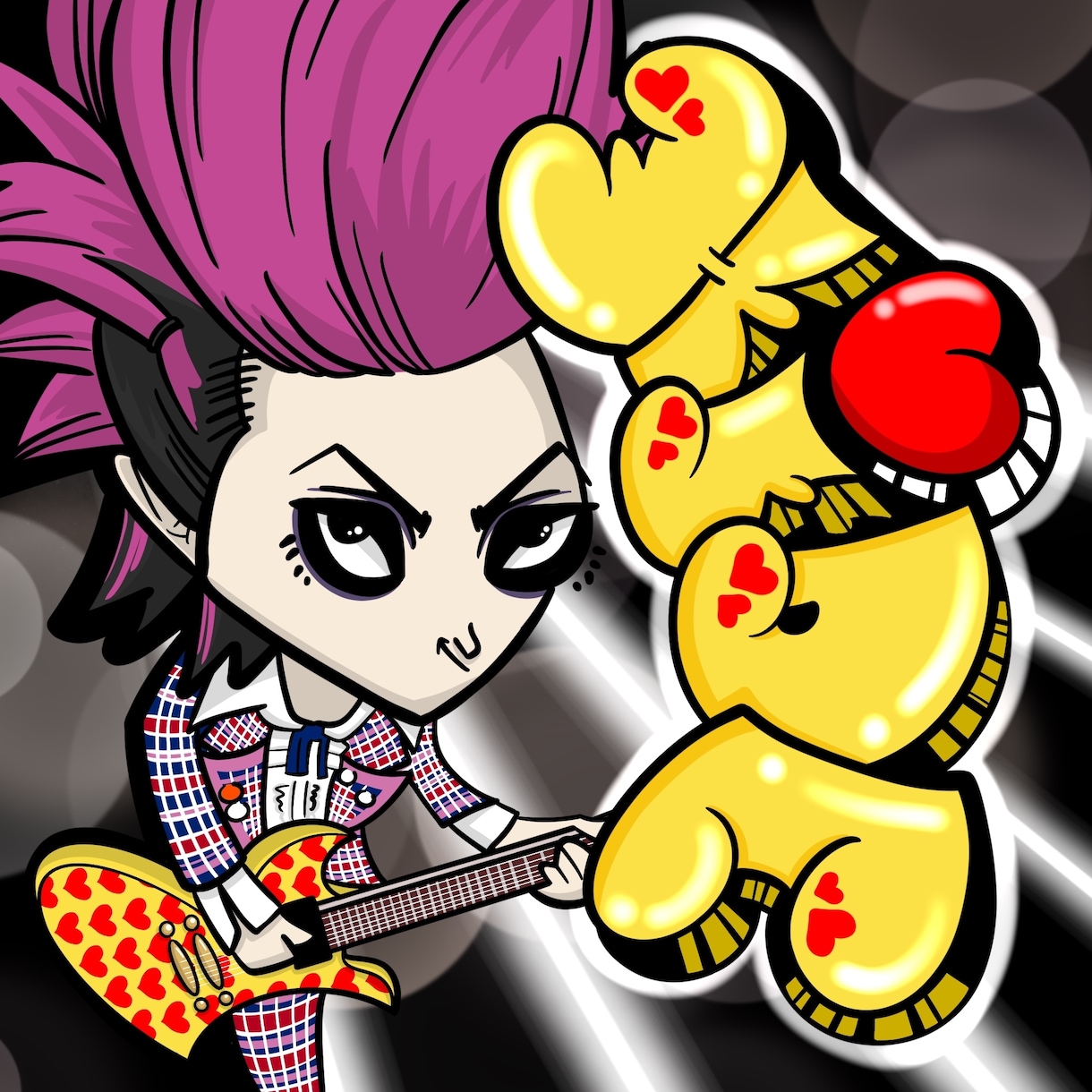 ロックバンド・ダンスに！超個性的アイコン描きます graffiti×誇張絵で圧倒的個性重視のアイコン イメージ1