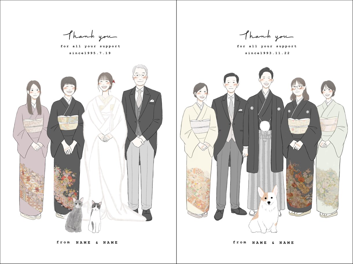 即対応 ◎ ゆる〜い大人可愛い両親贈呈品を描きます 今までの感謝の気持ちを似顔絵に込めて イメージ3