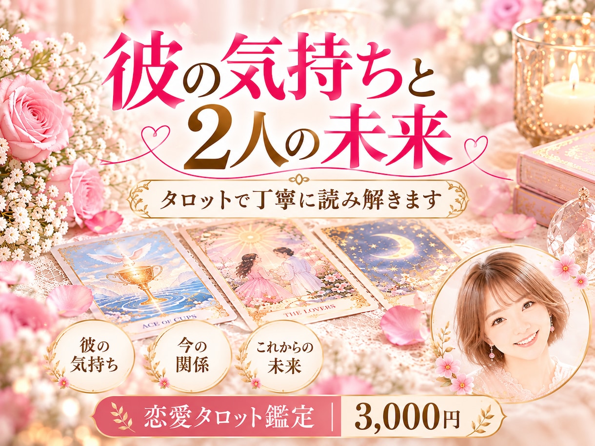 彼の気持ちと2人の未来をタロットで占います 彼の本音とこれからの関係を丁寧に読み解きます イメージ1