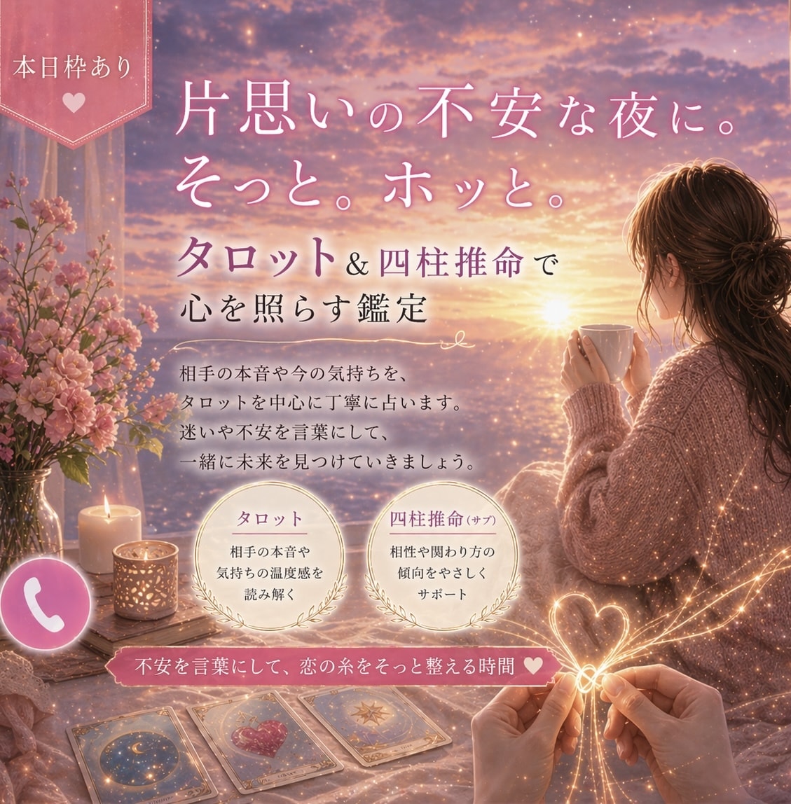 進まない恋に…彼の本音をタロットで優しく占います 連絡が来ない理由や進まない恋のモヤモヤをやさしくリーディング イメージ1