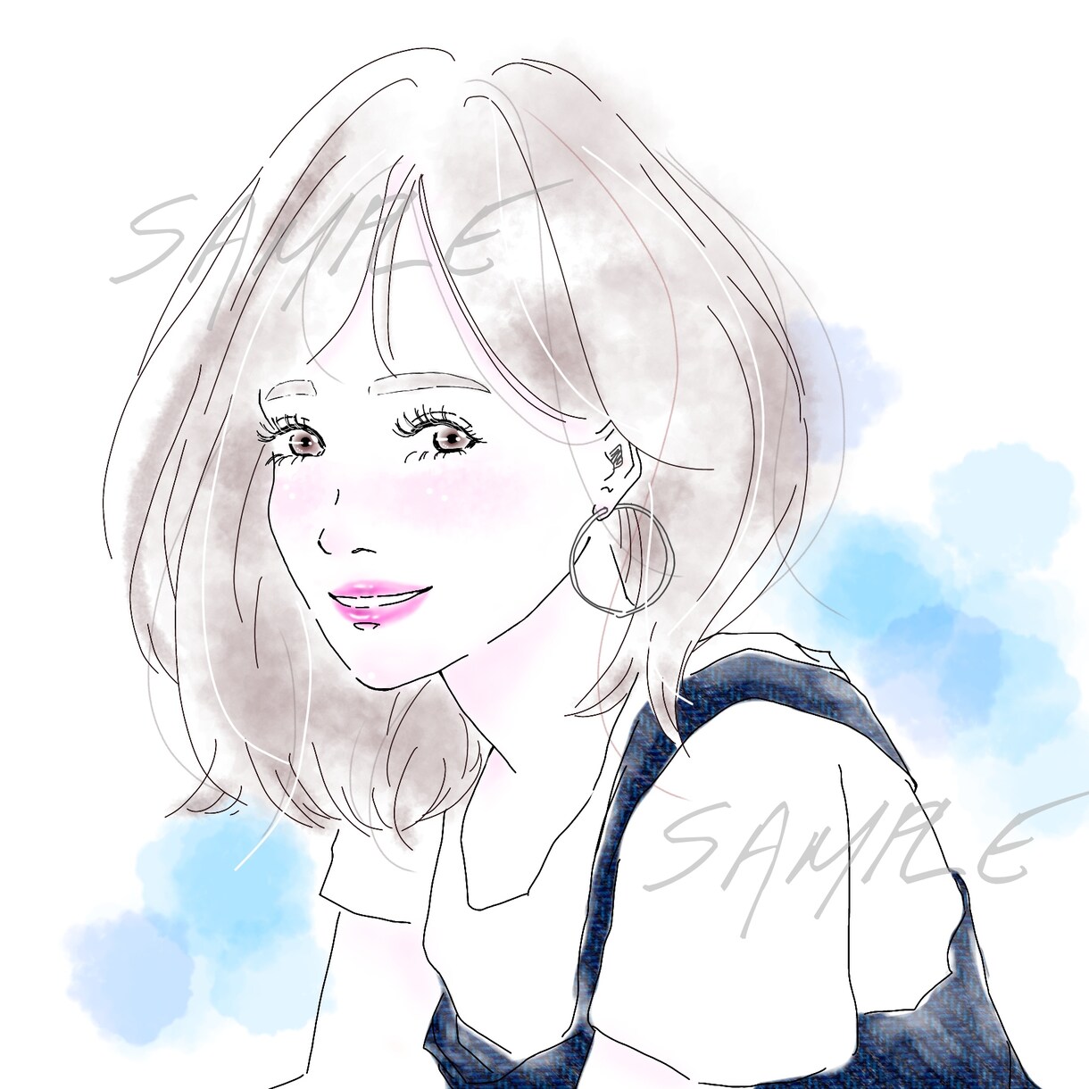おしゃれで可愛い似顔絵女性アイコン描きます お急ぎのご相談可♪カウンセリングやSNS、ブログにもどうぞ イメージ1