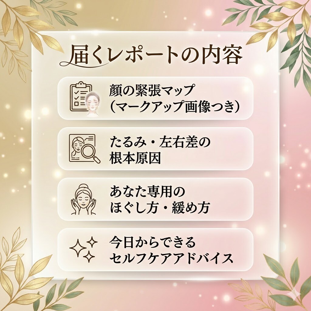 顔軸診断⭐️写真1枚で顔のたるみの原因を読みます リフトアップ前に❗️あなたの顔に刻まれた緊張の履歴を読みます イメージ7