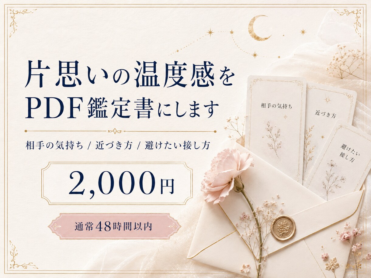 片思いの温度感をPDF鑑定します 好きな人の本音と近づき方を整理します イメージ1