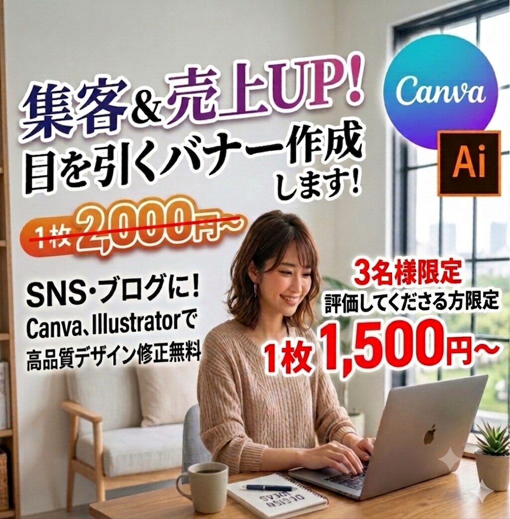 びっくりする低価格でバナー作成します 現役ウェブデザイナーが作る高品質バナー！3名様限定！ イメージ1