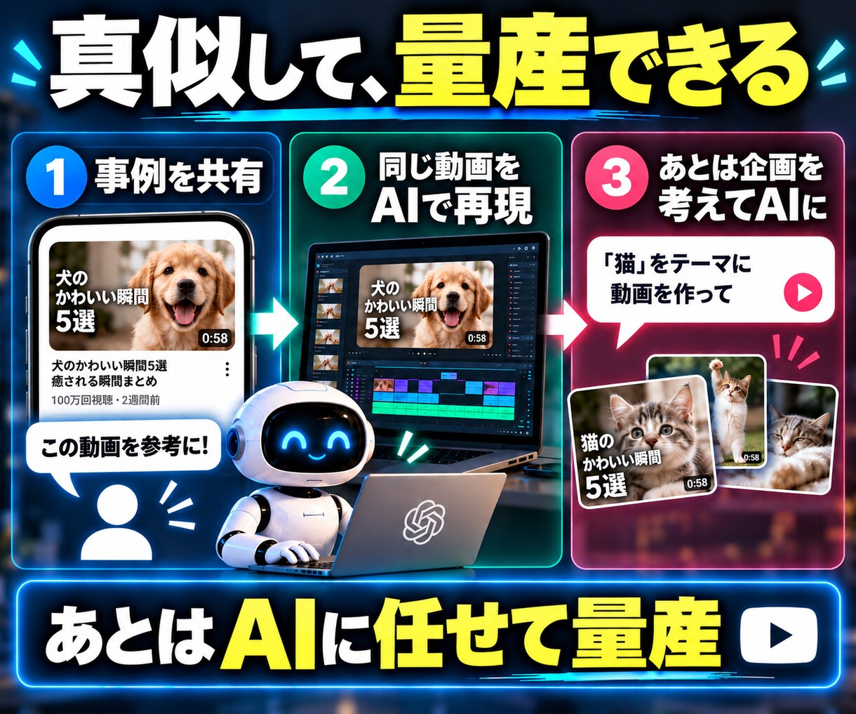 AI自動制作でチャンネル立ち上げを支援します 成功事例の共有から、AIでのショート動画制作自動化の方法まで イメージ3