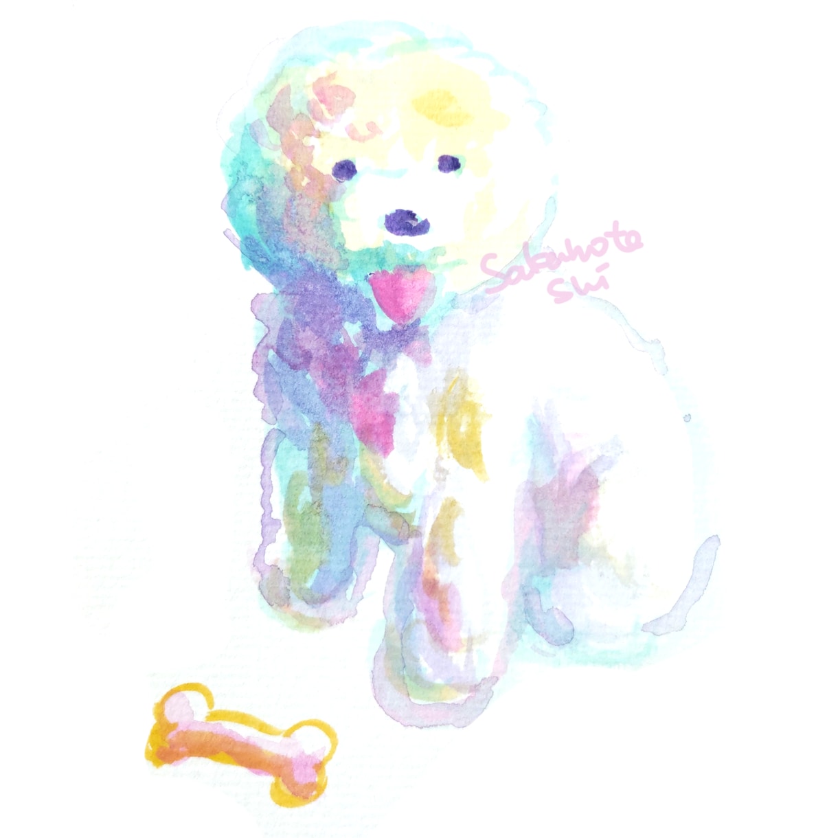 アナログでカラフルなペットの似顔絵を描きます アクリル絵の具で描くかわいい動物のイラストです イメージ1