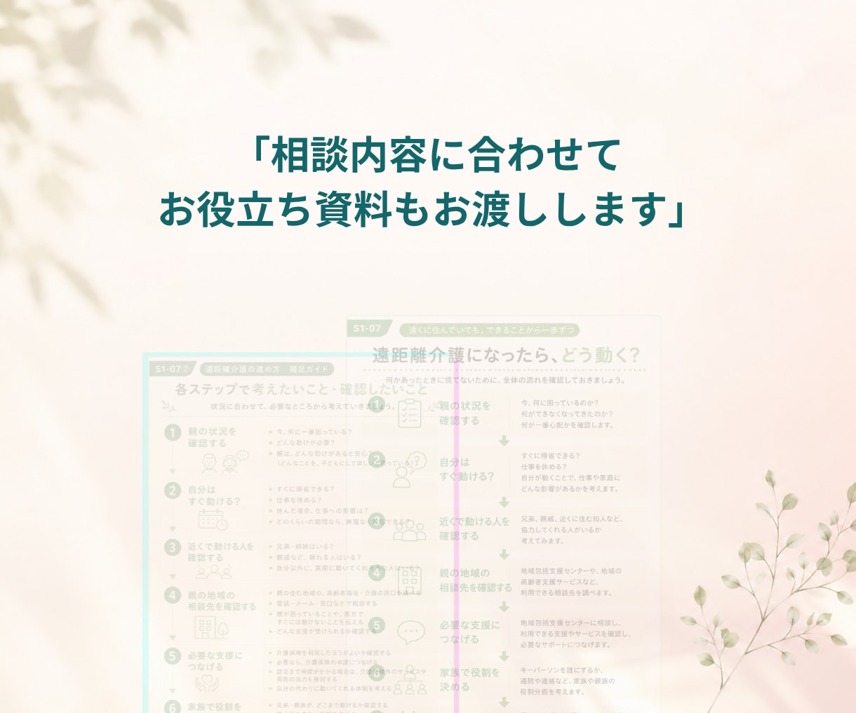 介護の始まり、迷う一歩を一緒に整理します 「まだ大丈夫」と思う今だからこそ、相談できる介護の入口相談 イメージ7