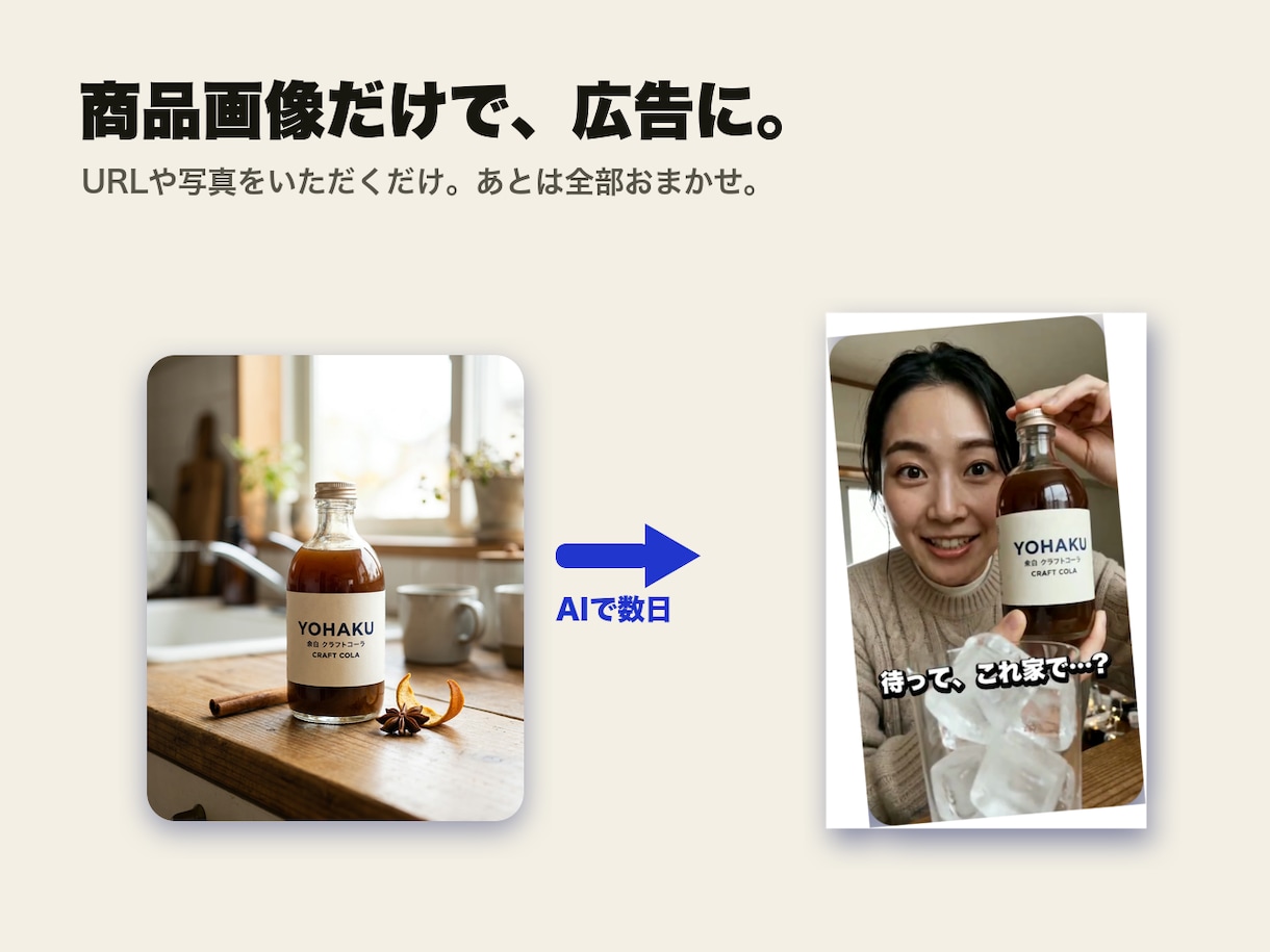 撮影ゼロ｜AIで縦型UGC広告を作ります 商品画像1枚からOK。A/B用に"当たる"広告を量産 イメージ5